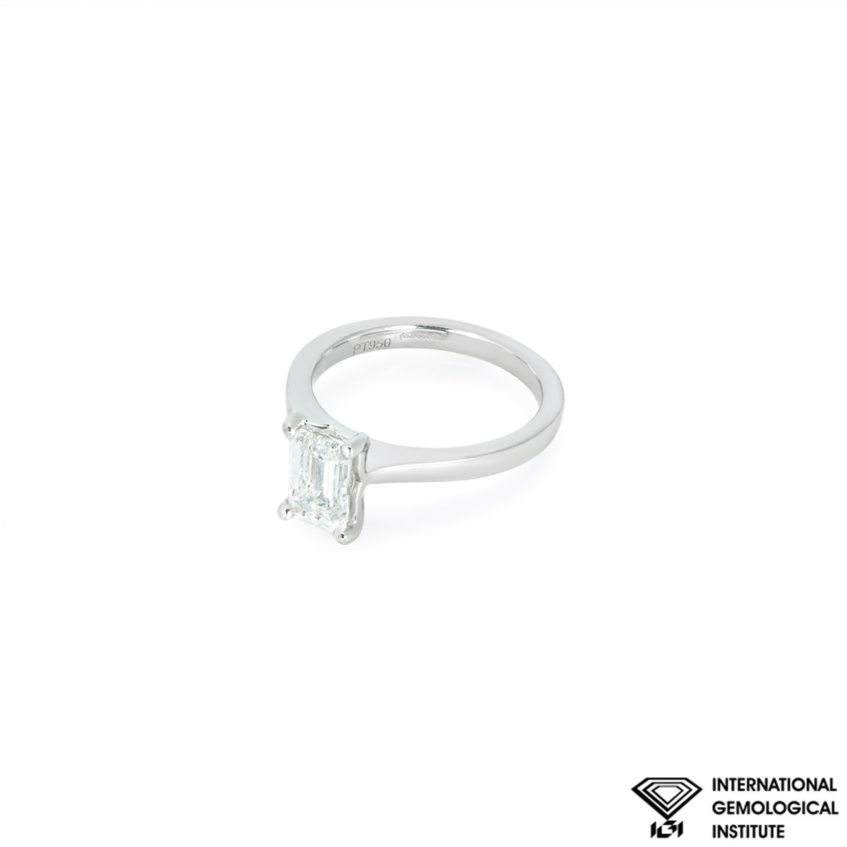 Platinum Emerald Cut Lab Grown Diamond Ring 1.34ct G/VS1 Rich Diamonds
